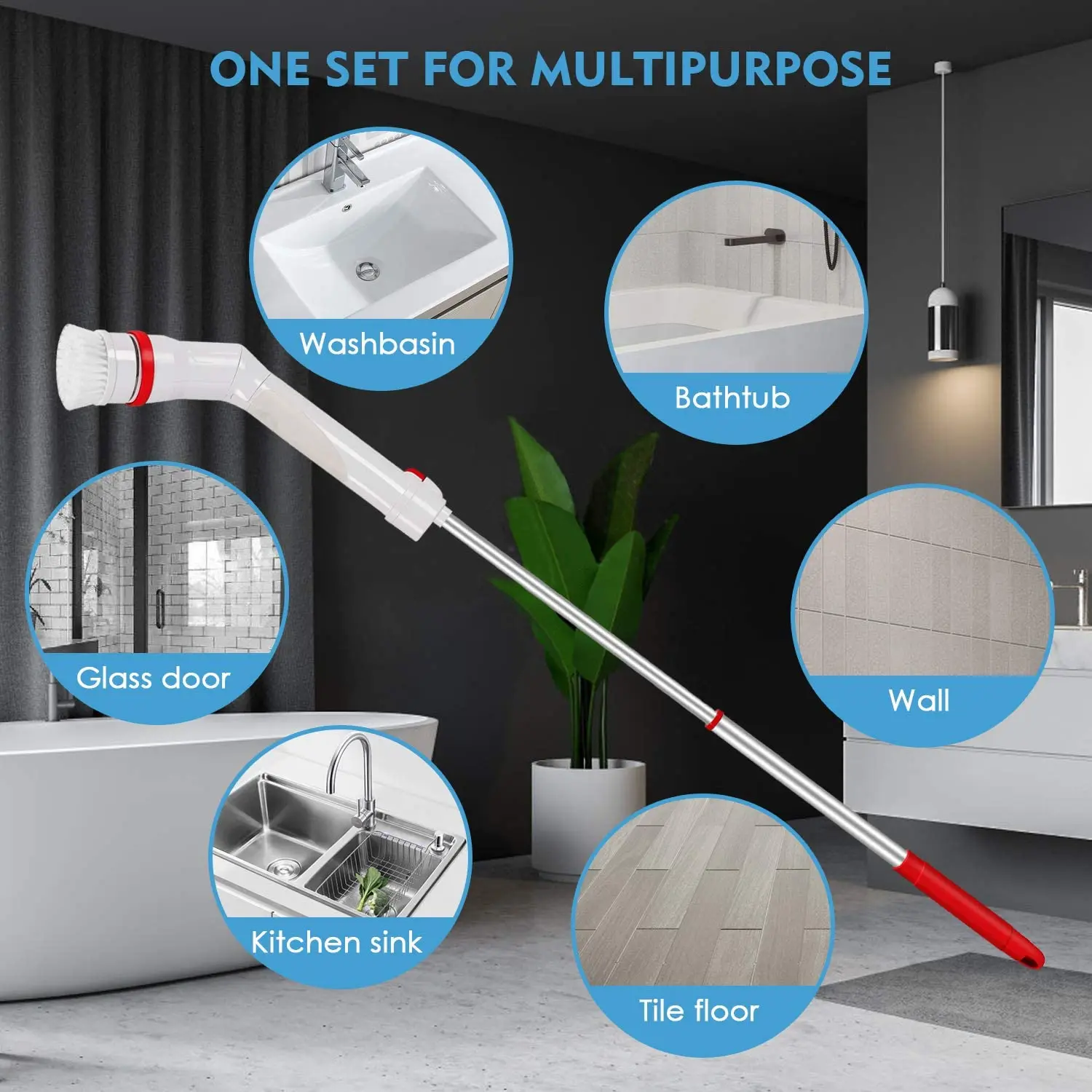 Eyliden беспроводные Перезаряжаемые Электрический спин щетка для ванны с 3 х сменных