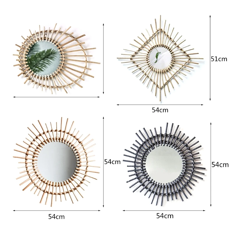 

Rattan Dressing Mirror Innovative Art Decoration Creative Makeup Mirrors Living Room Bedroom Wall Mirror Photo Props