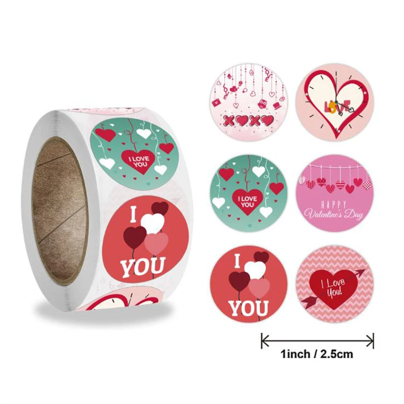 

500PCS Colorful Valentine Hearts Thank You Stickers Labels Paper Decoration Scrapbook Sealing Stationery Supplies Sticky Sticker