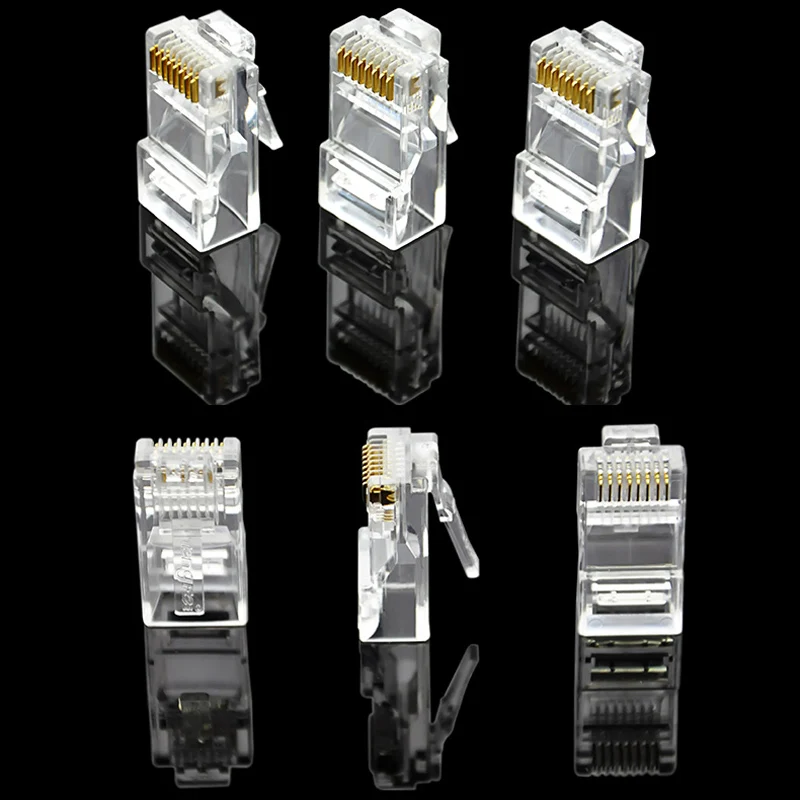 ESCAM 100Pcs High Quality RJ45 crystal Network Gold Plated Head Adapter | Безопасность и защита