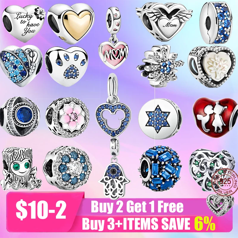 

New Hot 925 Silver Love Family Charms Animal Novel Beads Fit Original Pandora Bracelet Charm Pendant Jewelry For Women