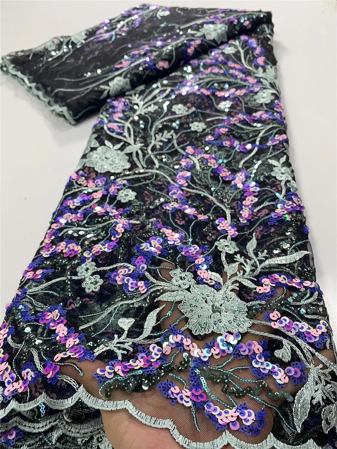 Французская кружевная ткань с блестками 2020 Высококачественная фототкань