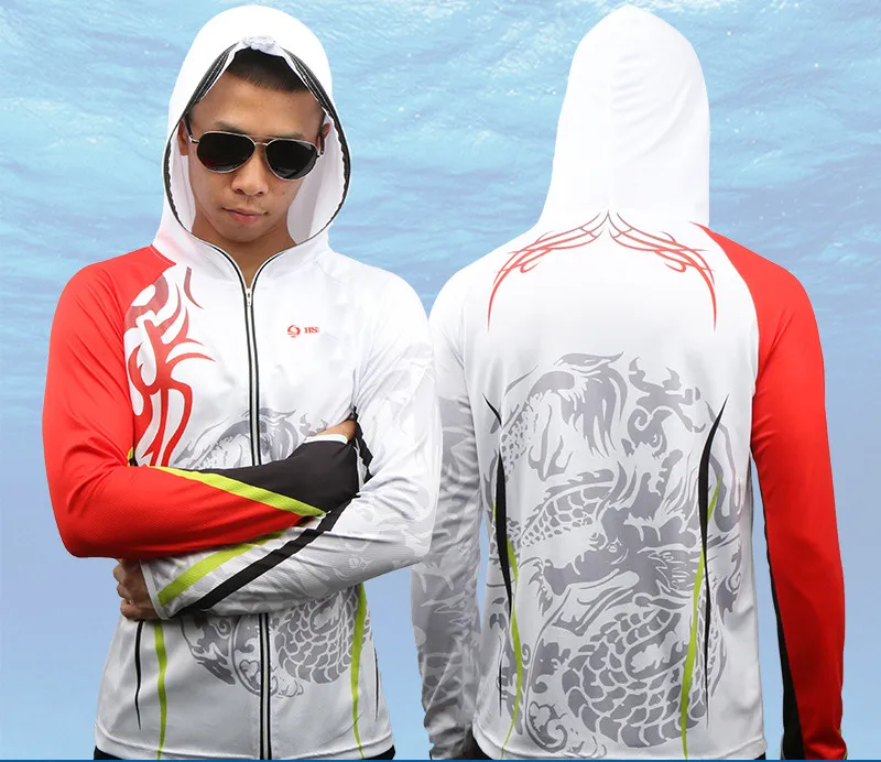 Быстросохнущая одежда для рыбалки с длинным рукавом Солнцезащитная капюшоном