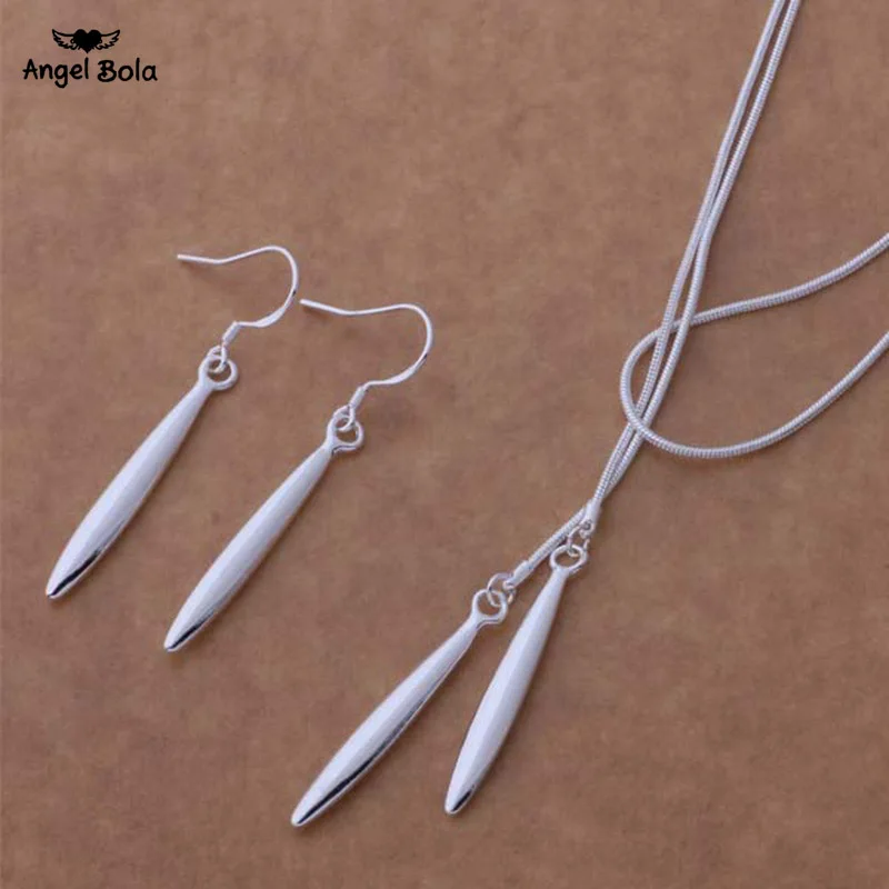 

2 шт./компл. оптовая продажа высококачественных модных ювелирных изделий из стерлингового серебра 925 пробы, ожерелье, серьги, Прямая поставк...