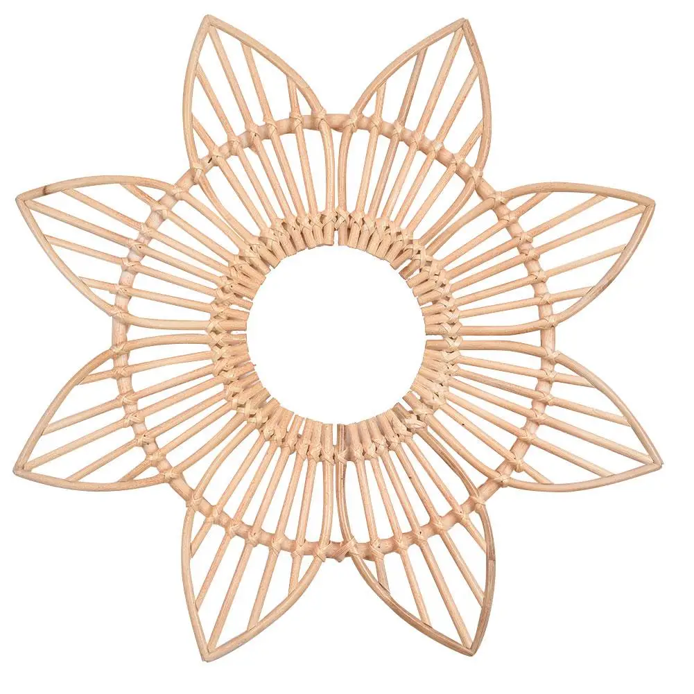 

Hand-woven Rattan Mirrors Holder Creative Vintage Flower Natural Materials Bamboo Vine Weave Frame Wall Hanging Frame Decoration