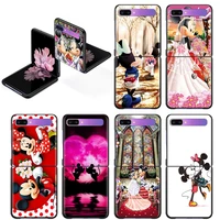 mickey and minnie married case for samsung galaxy z flip 6 7 flip3 5g black pc hard phone cover segmented protect coque