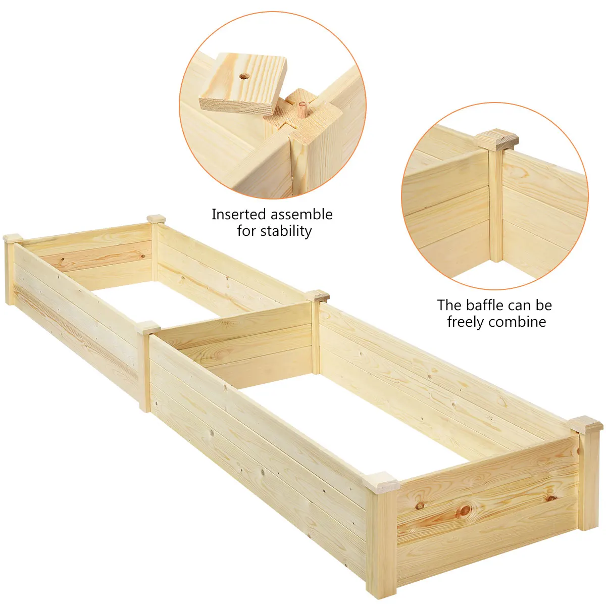 

Costway Raised Garden Bed Wooden Elevated Planter Box Herbs Flowers Vegetables Bed Kit