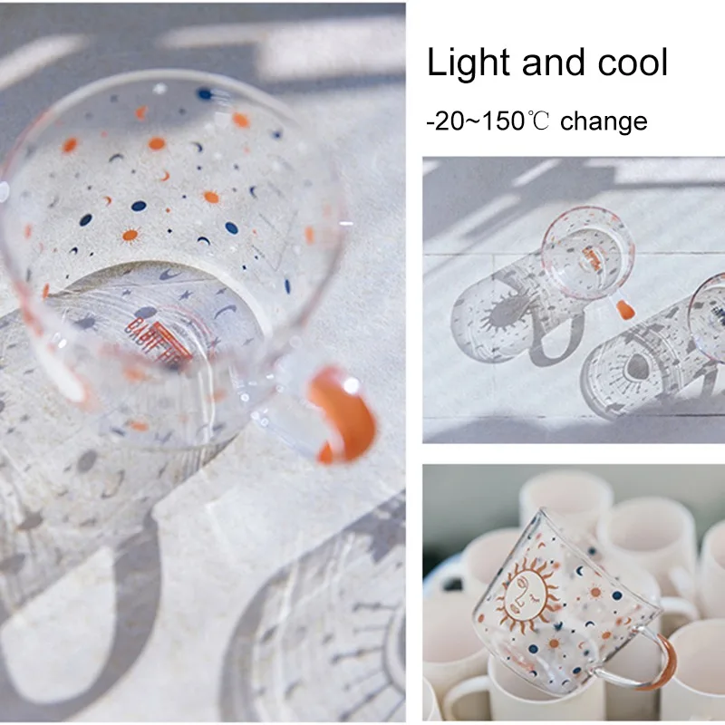 Стеклянная кружка для завтрака 500 мл кофе домашняя воды пары посуда напитков с