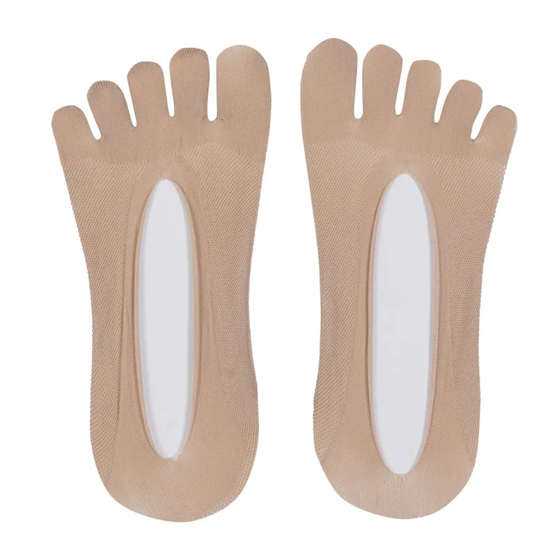 Новинка носки с невидимыми пальцами для девочек Женские однотонные бесшовные