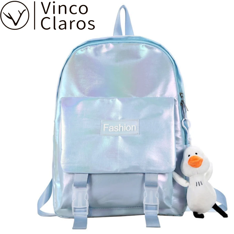 Модный Лазерный нейлоновый женский рюкзак школьный для девочек-подростков