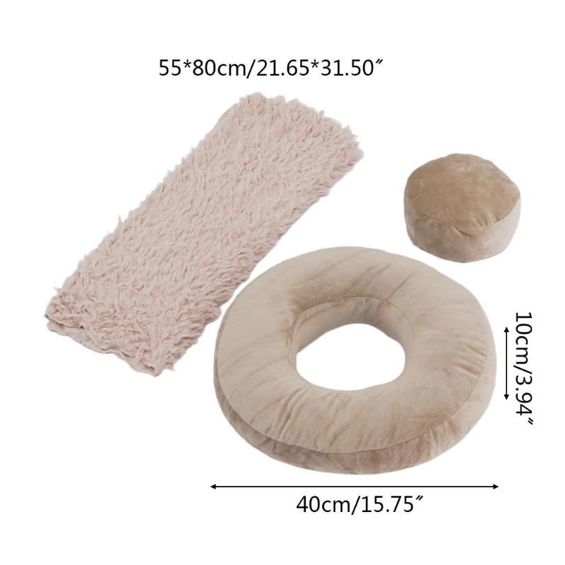 

50LE 3 Pcs/Set Newborn Photography Props Baby Photo Shooting Posing Blanket Cushion