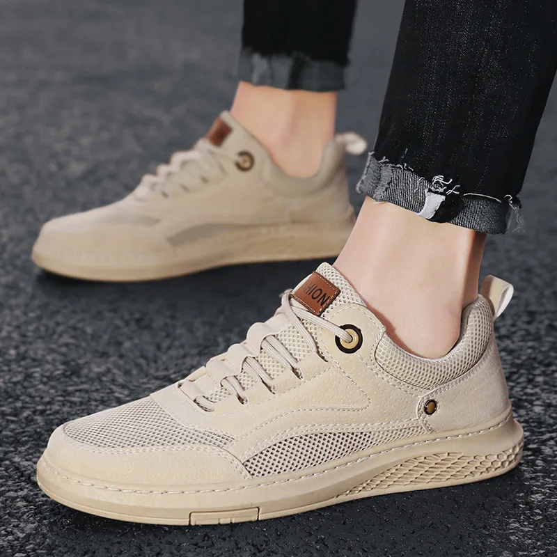 

Men High Quality Leather Boots Male Spring Casual Motorcycle Ankle Botas Hombre Men Lace-Up Basic Boots Man Fashion Men Boots