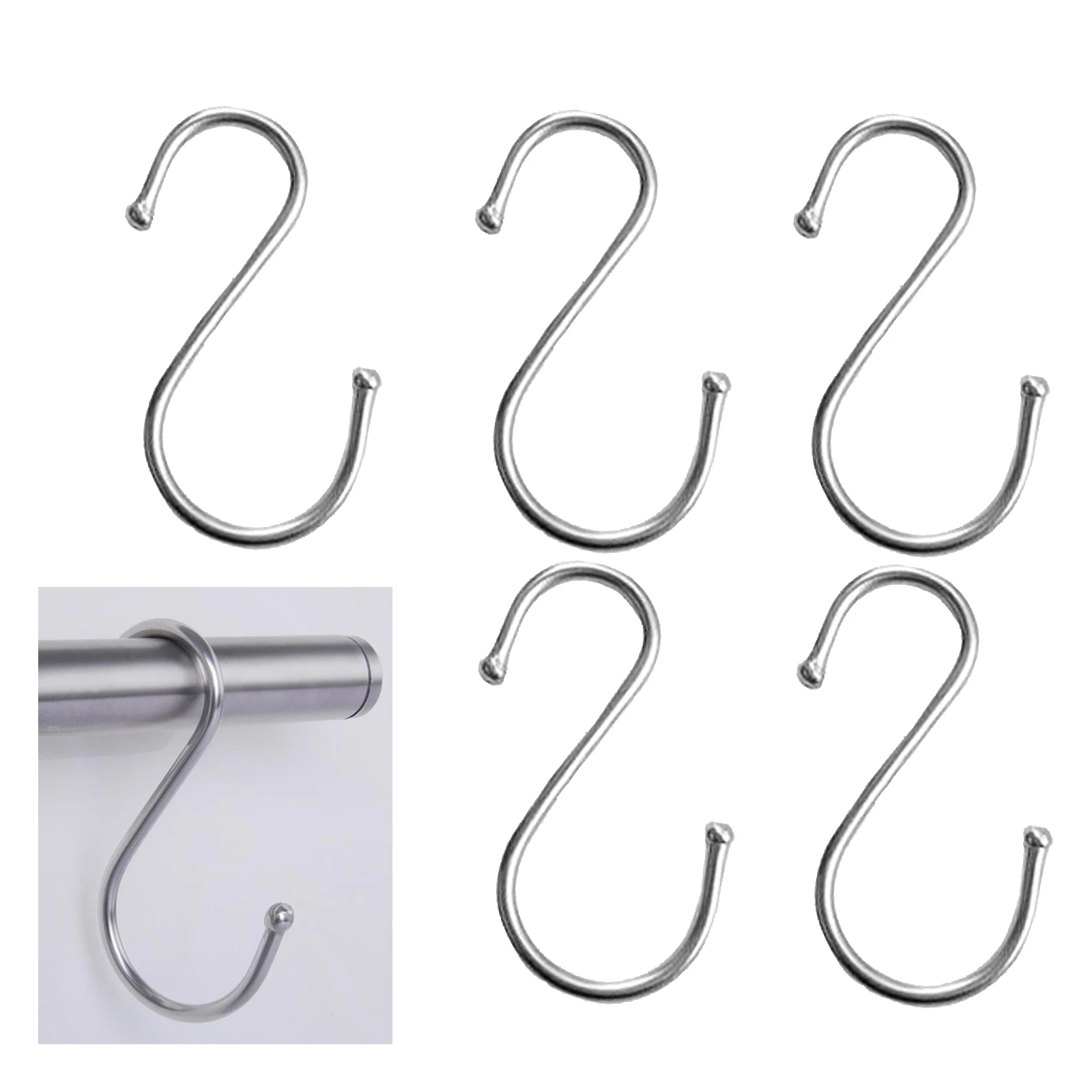 

5X Universal Stainless Steel S Hooks Drill-free Closet Hook for Jeans Pants Hat