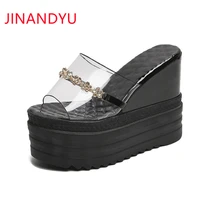 transparents shoes women platform slippers wedges casual womens shoes fashion high heels slippers women summer wedge sandals