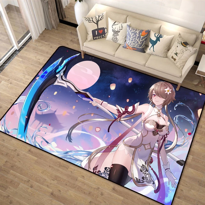 

Большой напольный ковер Honkai Impact, ковер для спальни, большой коврик, нескользящий коврик, аниме подарки
