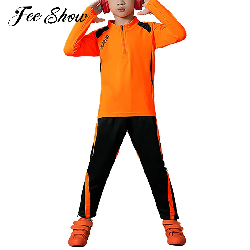 Спортивный костюм для мальчиков эластичный комплект одежды с ложным воротником