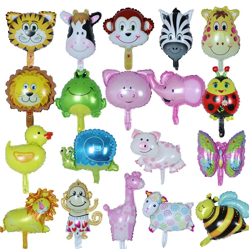 

10 шт., фольгированные воздушные шары в виде головы животных