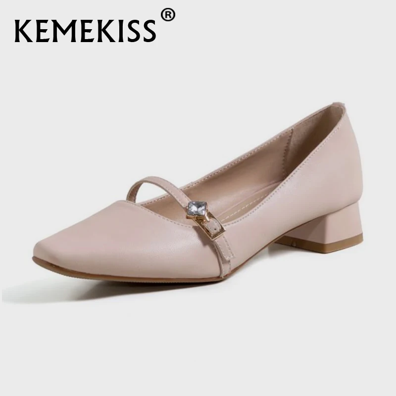 

KemeKiss Size 34-43 Women Flat Shoes Real Leather Square Toe Women Shoes Fashion Classic Women Shoes Vacation Footwear