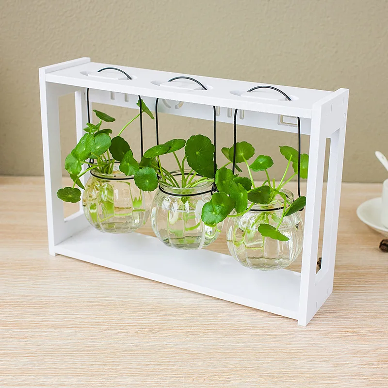 Desktop Glass Planter Bulb Vase with Retro Solid Wooden Stand and Metal Holder for Hydroponics Plants Home Garden Wedding Decor | Дом и сад
