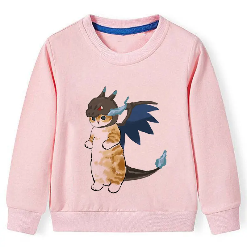 

2021 New Shark Cat Y2k Cartoon Boy Kids Sweatshirt Girls Autumn Long Sleeve Clothes For Girl Anime 90s Sweatshirts Toddlers Tops