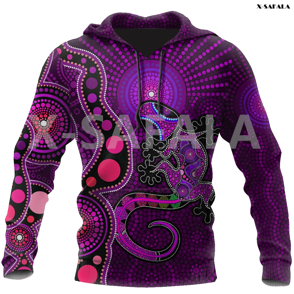 

Aboriginal_Australia_Indigenous_Purple_The_Lizard 3D Printed Hoodie Man Women Harajuku Outwear Zipper Pullover Sweatshirt Casual