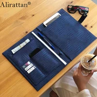 alirattan new id card holder file folders 2022 fashion high quality ostrich snake pattern briefcase book case folding bag