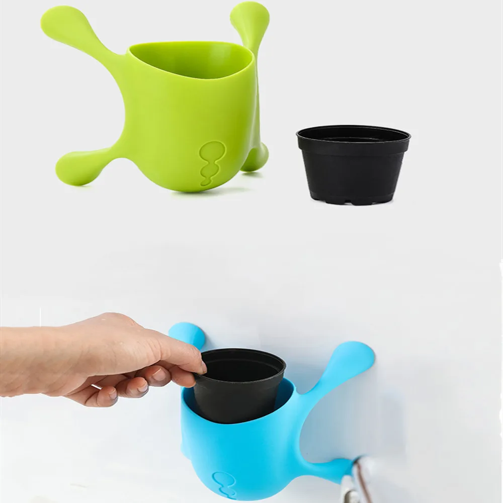 

Wall Vase Stickers Magic Creative Small Flower Pot Green Radish Flower Pot Tableware Storage Toothbrush Toothpaste Bathroom Stor
