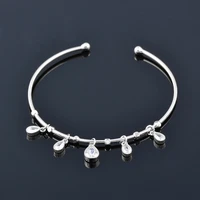 leeker charm waterdrop crystal pendants open bangle bracelet for women rose gold silver color statement jewelry 463 lk4