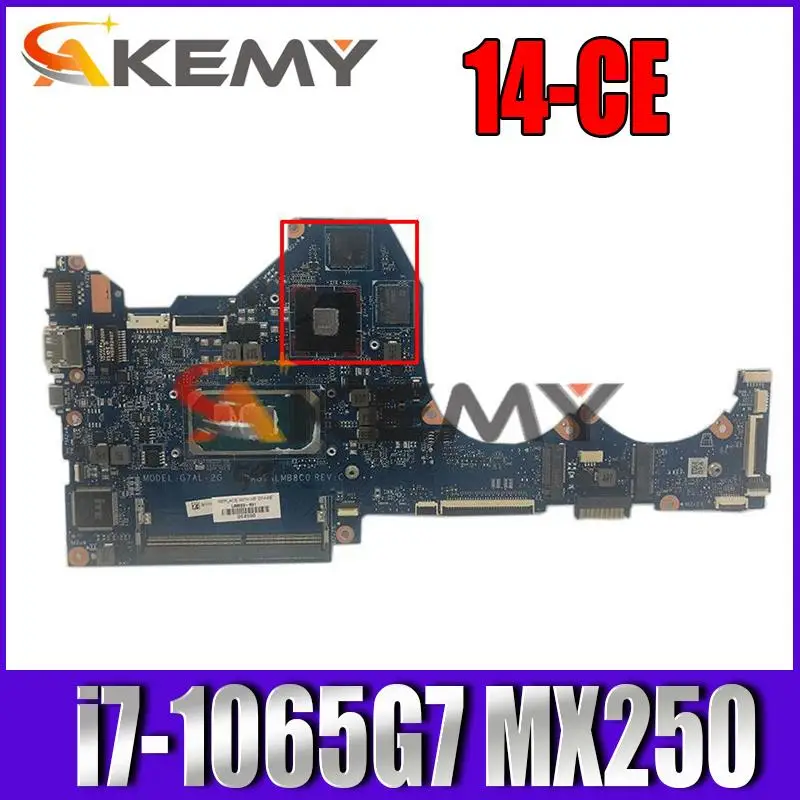 

Материнская плата Akemy 14-CE для HP TPN-Q207 14-CE 14-CE3028TX DAG7ALMB8C0, материнская плата ноутбука с/i7-1065G 7 ЦП MX250 V2G GPU