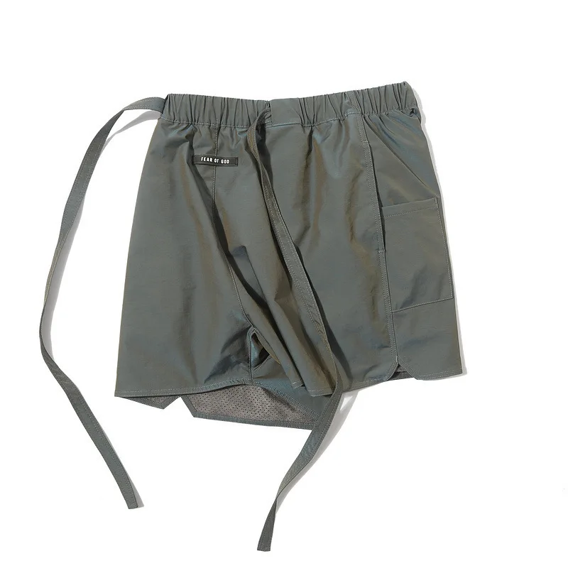 

2021 summer new fog fashion brand men's and women's colorful nylon flannel silver ribbon casual shorts