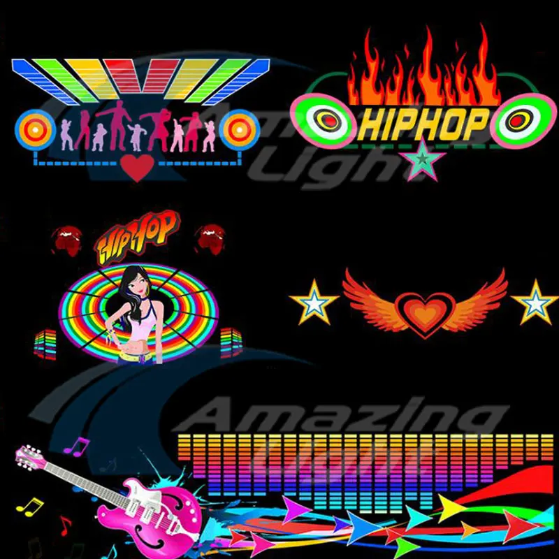 Vedio синий Цвета вспышка EL Автомобиля Стикеры музыкальный ритм светодиодный лист