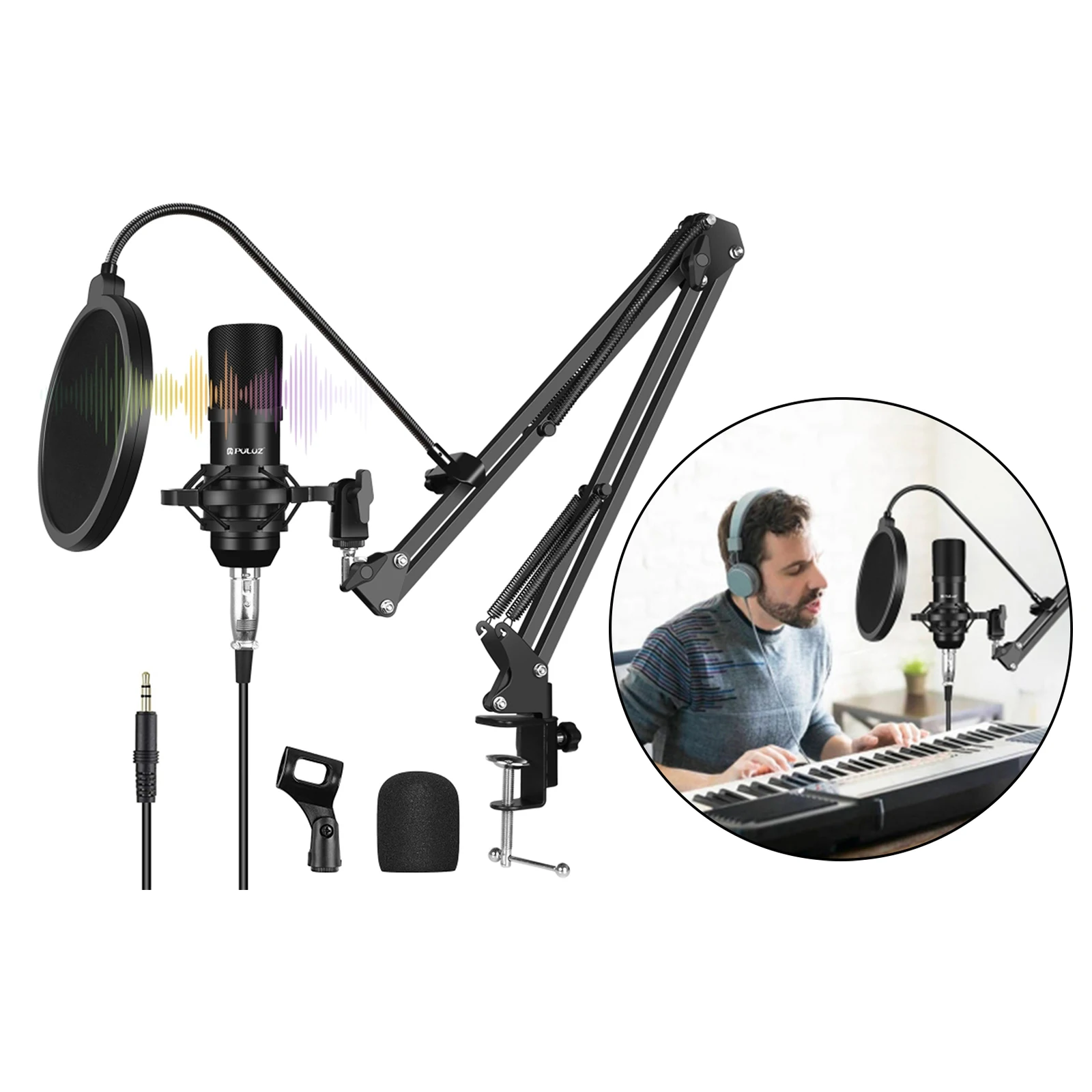 Регулируемая подставка для микрофона с ножничным рычагом радиовещания сцены и