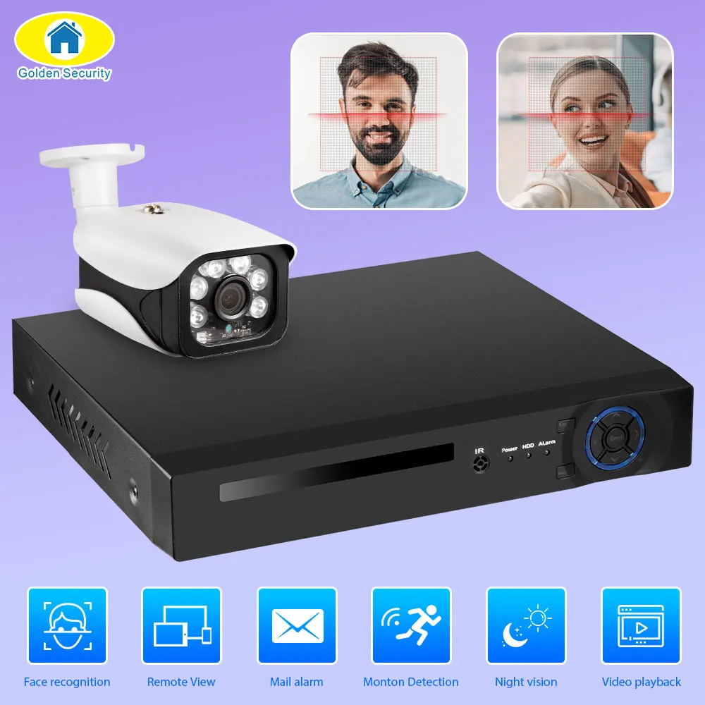 Черный 8CH 5.0MP Беспроводной NVR POE камера безопасности системы наружного IR-CUT видеонаблюдения видео рекордер комплект запись лица - Цвет: Черный