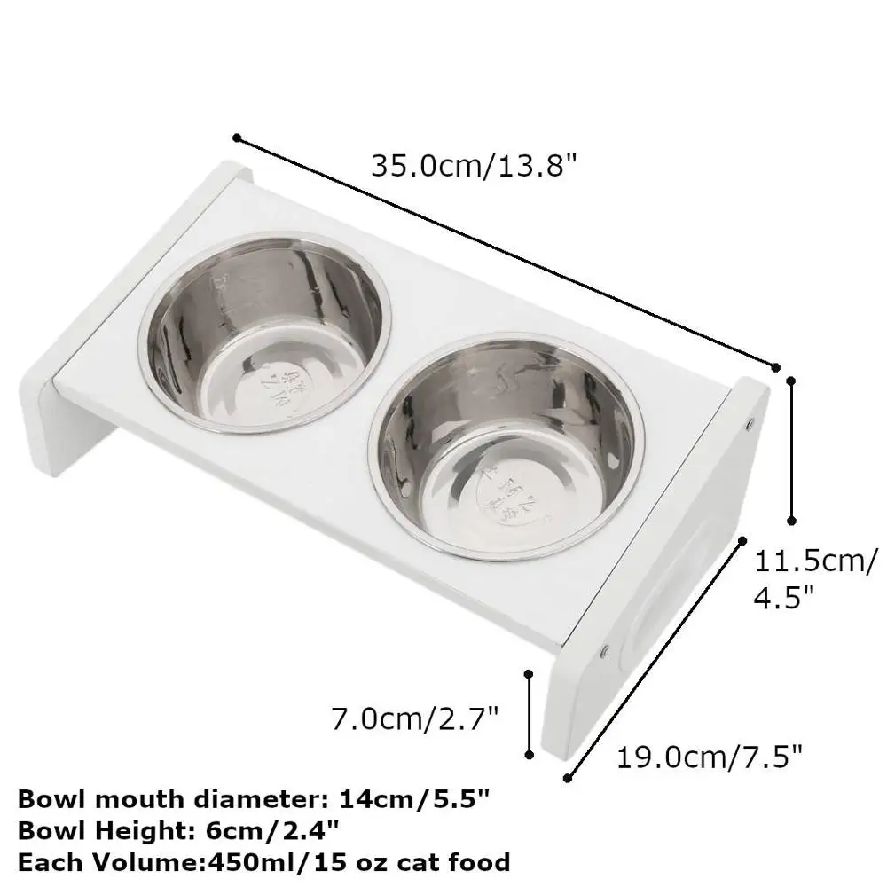 

2020 stainless steel double bowl non-slip small pets cat/dog bowls 20 degree tilt design suitable for csat and puppy pet bowl