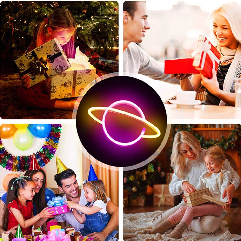 Светодиодный неоновый светильник эллиптический знак в форме планеты креативный