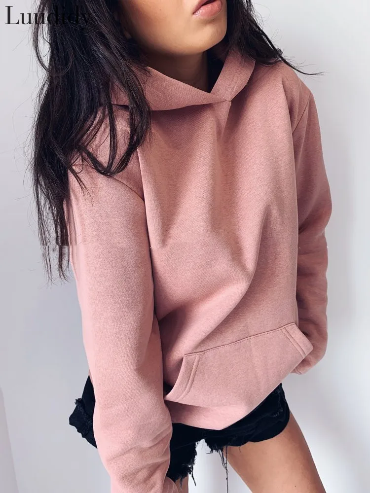 

Hoodie Sweatshirts Autumn Winter Oversize Ladies Pullovers Warm Pocket Hooded Jacket