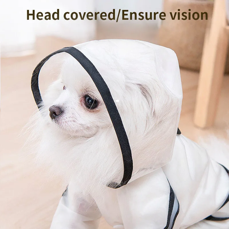 

Dog Transparent Hooded Raincoat Four-legged Teddy Bichon Cat Clothes Poncho Summer Pet Clothes Dog Raincoat Waterproof