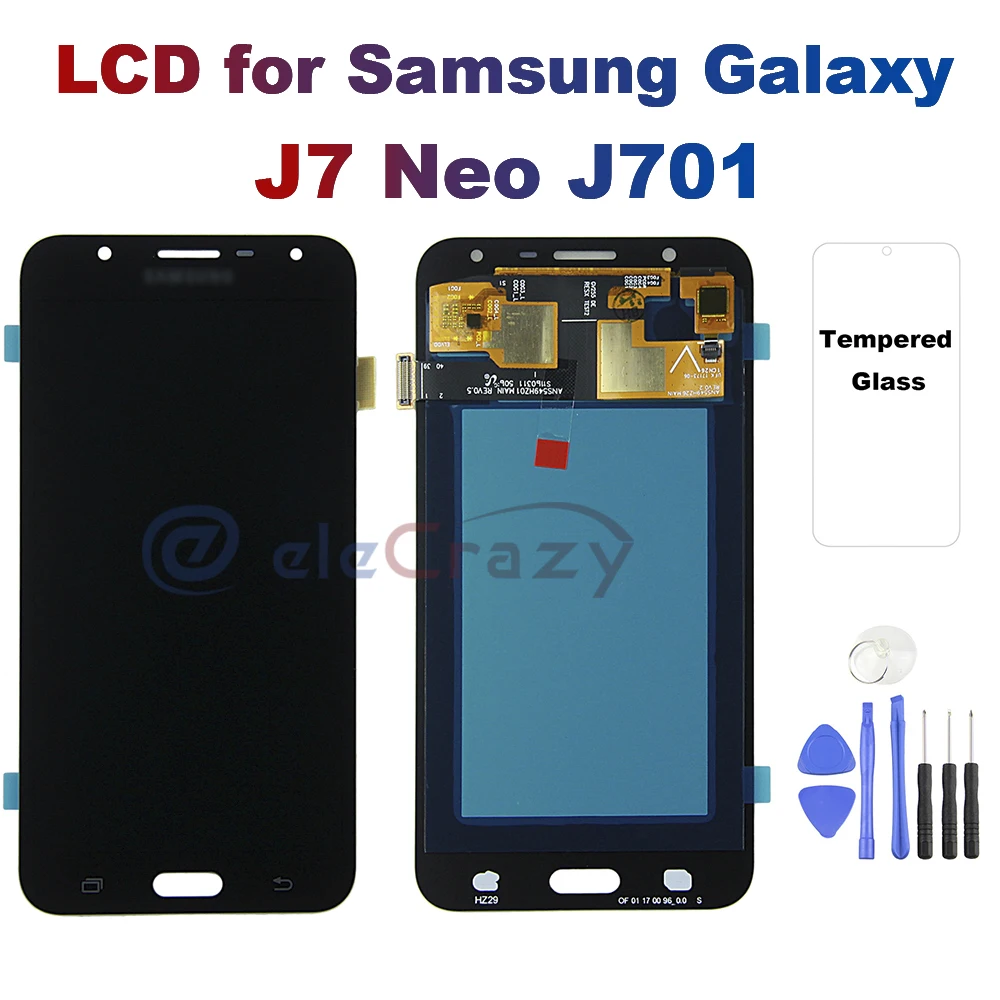 AMOLED для SAMSUNG Galaxy J7 Neo ЖК дисплей J701 J701F J701M J701MT сенсорный экран в сборе сменный 100%