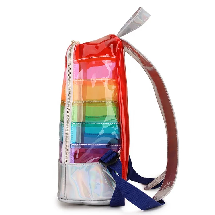 

Wholesale trending Fashion Laser Striped Holographic Backpack For Kids Casual Sports Backpacks