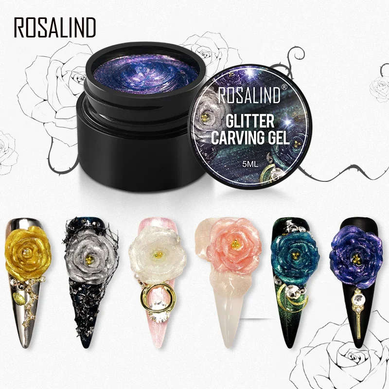 Блестящий Гель лак для ногтей ROSALIND Полупостоянный вымачиваемый УФ светодиодный