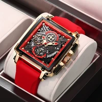 2021 new lige men watches top brand luxury hollow square sport watch for men fashion silicone strap waterproof quartz wristwatch