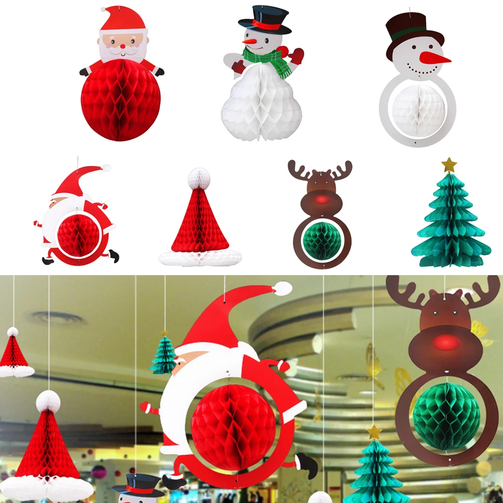 Рождественская елка украшение бумажный подвесной фонарь гирлянда сотовый шар