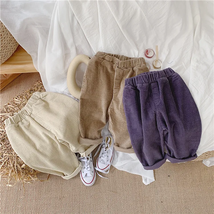 

2-7 Years Baby Boys Trousers Spring Autumn Children's Korean Solid Corduroy Pants Boys Kids Casual Loose Pants Toddler Clothes