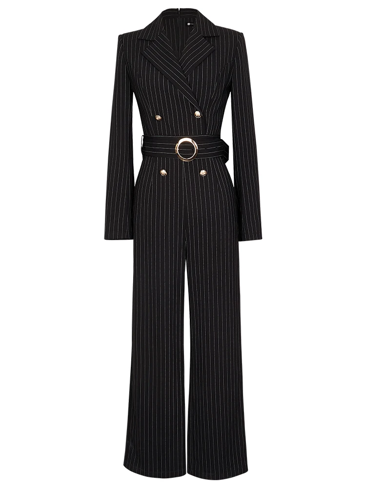 Комбинезон женский в полоску элегантный офисный костюм для работы спортивный с