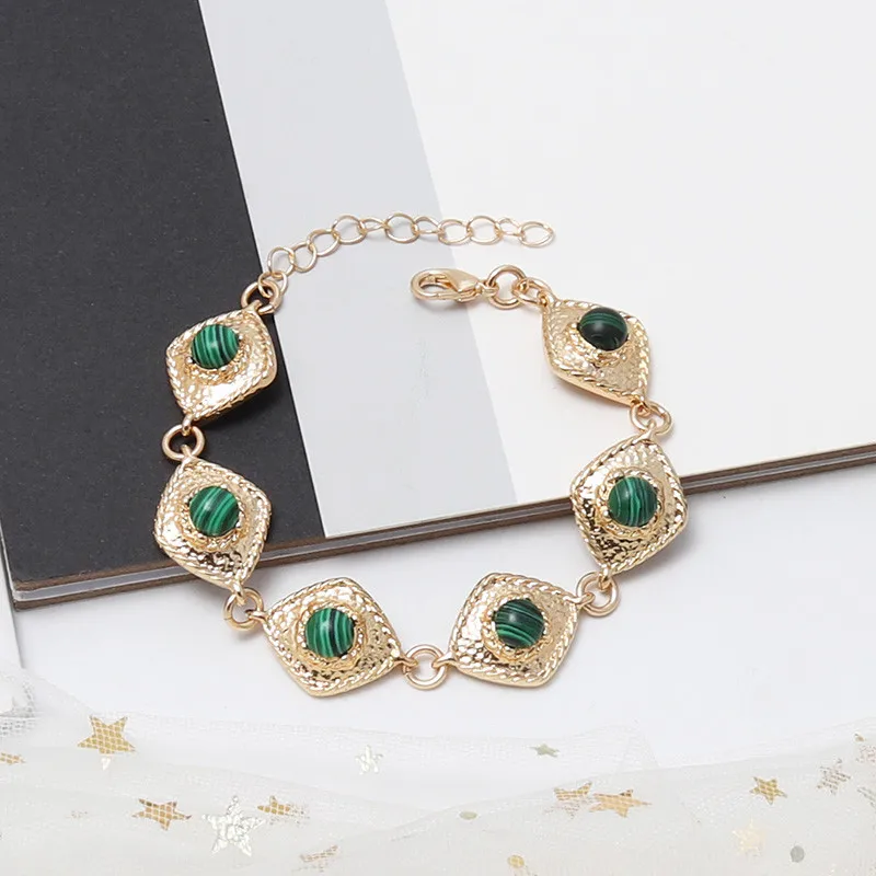 Женский браслет из цинкового сплава XQ с белым жемчугом синим камнем зеленым 2019 |