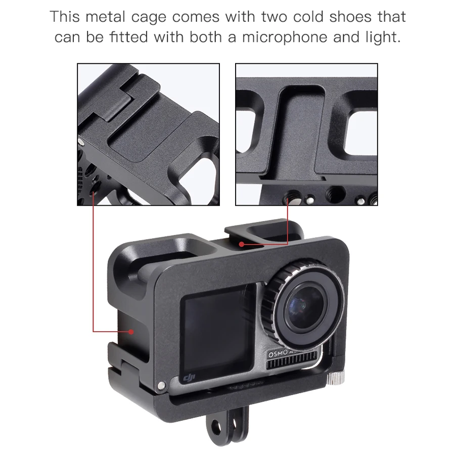Клетка для камеры Vlog с двумя холодными ботинками защиты микрофона металлический