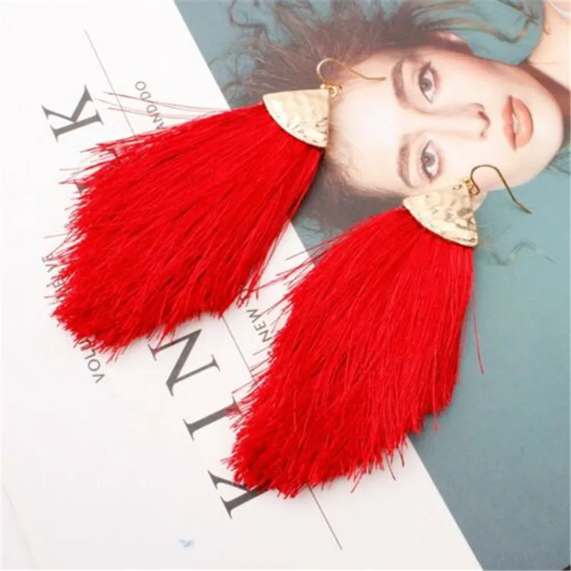 Серьги с кисточками синий зеленый деревенский слеза круглая луна Нерегулярные