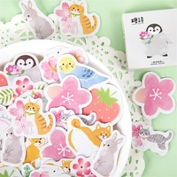 45pcs garden of pet stickers cute penguin cat dog rabbit flower note funny sticker decorative adhesive journal scrapbooks a6536