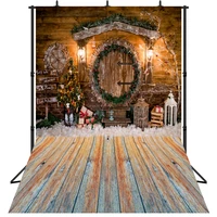 xmas christmas photography backdrop winter snow wood cabin christmas tree background portrait hoilday party banner photo studio