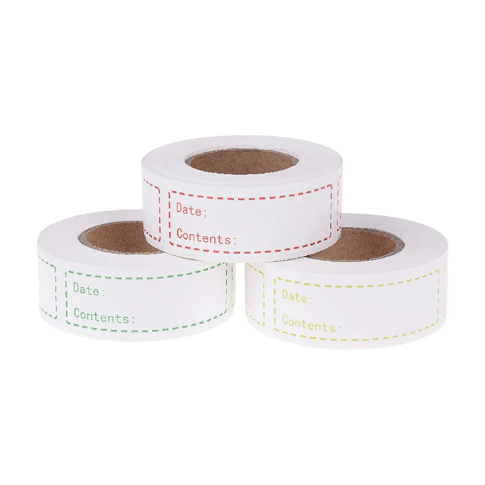 

500pcs Freezer Paper 1x3in Waterproof Removable Red-Blue-Green Food Storage Date Content Labels For Container Bag Jar Packing